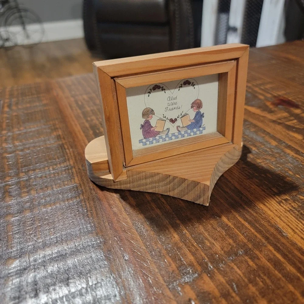 Vintage 80's Wooden Heart Cut Out Stand 